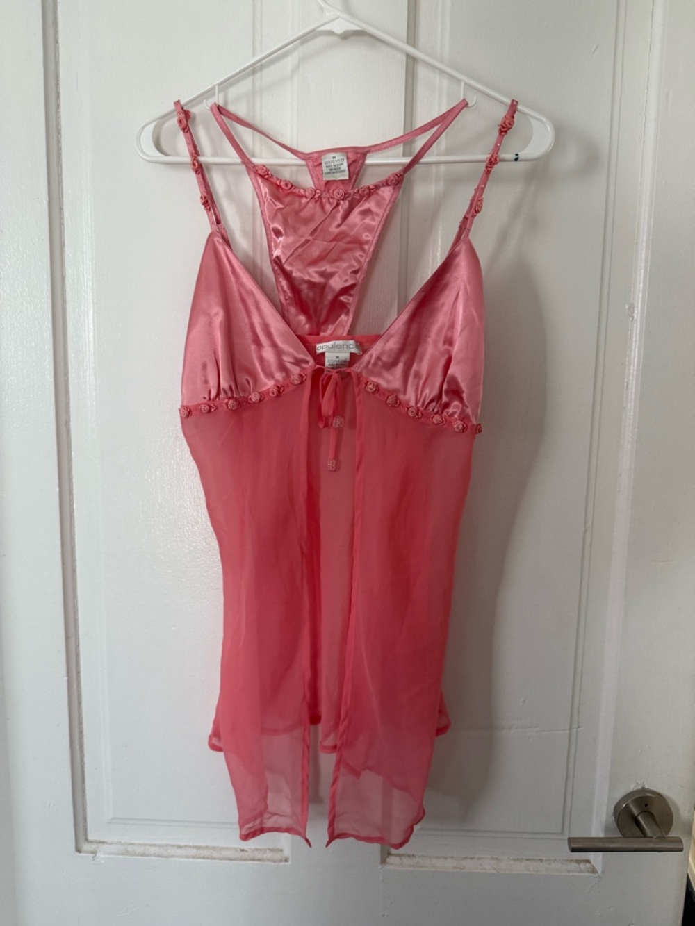 Opulence Sheer Pink Satin & Chiffon Chemise and Panty Set